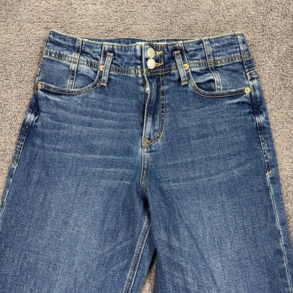 Dear John Jeans Womens 27 Wide Leg High Rise Cropped Blue Denim DPMS5A700-TYN - Picture 2 of 15